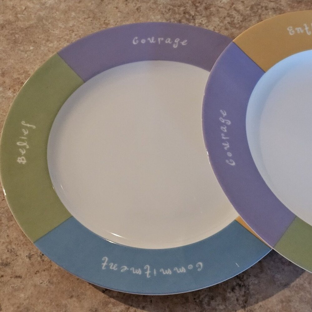 2 Mary Kay MK Salad Plates Inspirational Words to Live by 8" sentiment promotion - Picture 2 of 7